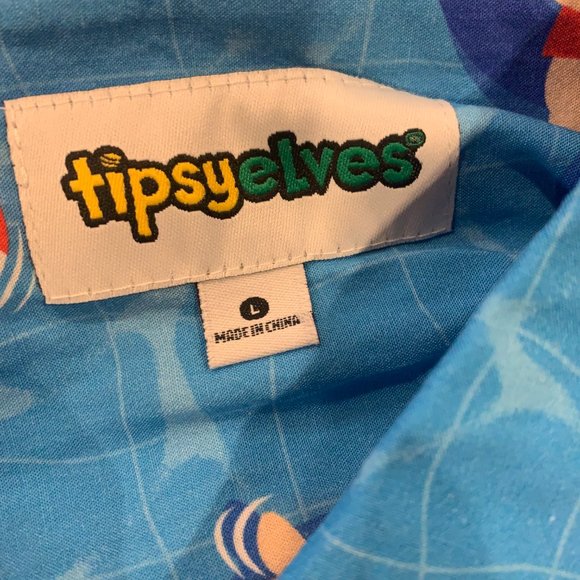 Tipsy Elves NEW Men's Pool Boy Santa Christmas Hawaiian Shirt L - Picture 3 of 5